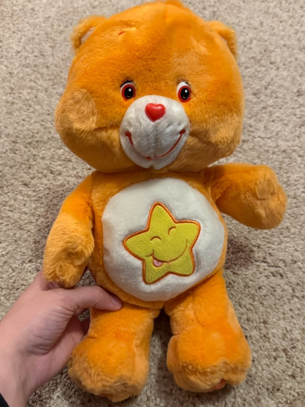 Vintage 2002 Laugh-a-Lot Care Bear 13" Orange Star Care Bear